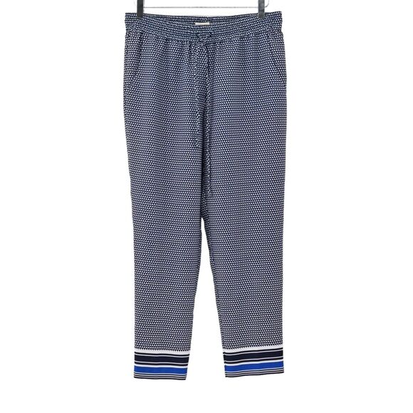 J. Crew Pants - J CREW Pants Womens Size 6 Blue Geometric Stripe Drawstring Elastic Waist Drapey